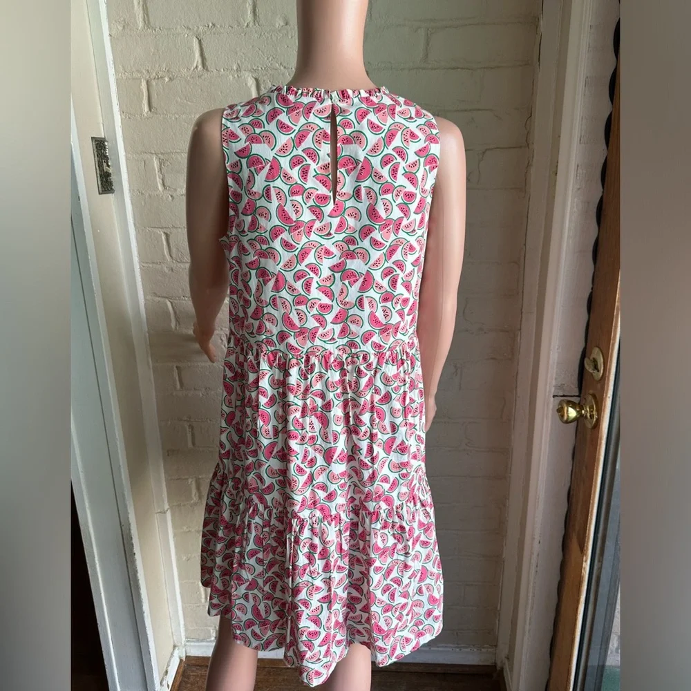 J.Crew size 4 white and pink watermelon summer pattern flowy dress